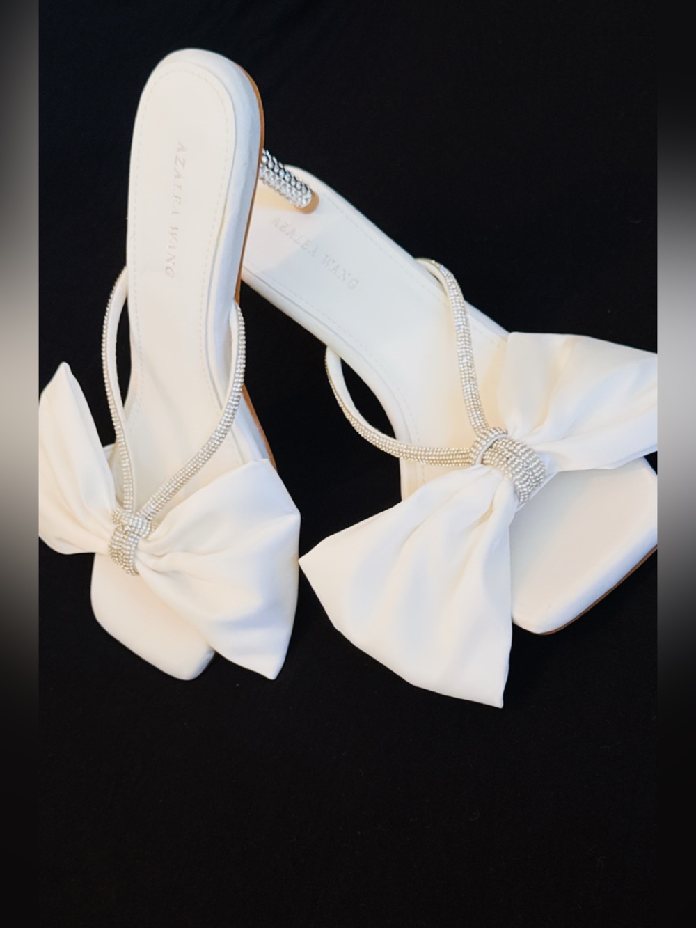 NWOT Azalea Wang White Bow Crystal-Trim Heels